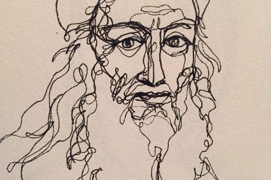 Pen drawing of Leonardo da Vinci