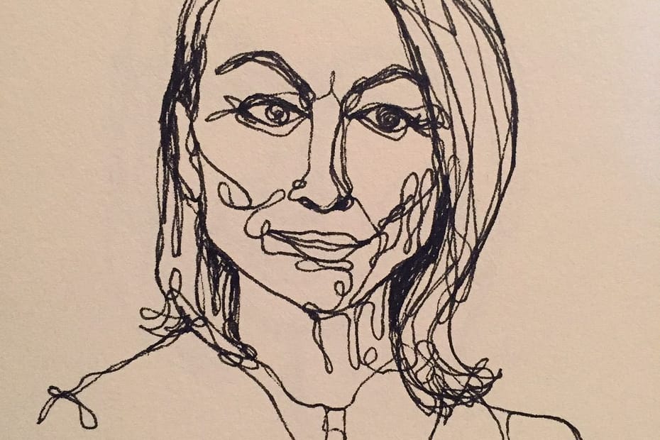 Pen drawing of Esther Perel