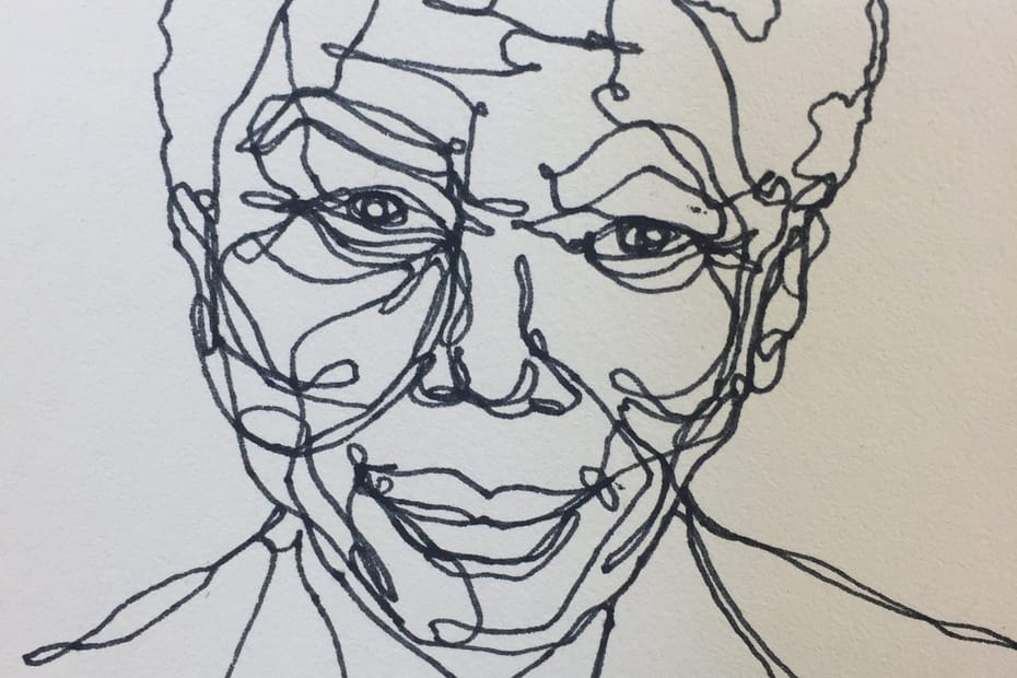 Pen drawing of Nelson Mandela